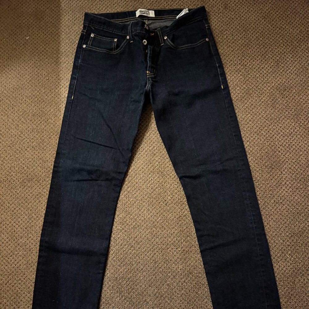 Naked & Famous Weird Guy Selvedge Denim Jeans Stretch Indigo Size 32